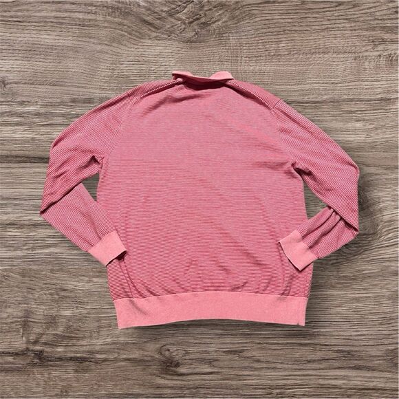 Vineyard Vines Thaxter Stripe Cashmere Blend Pink Quarter Zip Mens Size XL - Picture 2 of 5